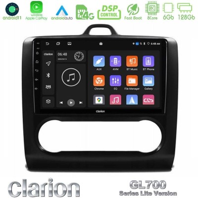 Clarion GL700 Lite Series 8Core Android11 6+128GB Ford Focus Auto AC Navigation Multimedia Tablet 9" Με Carplay & Android Auto