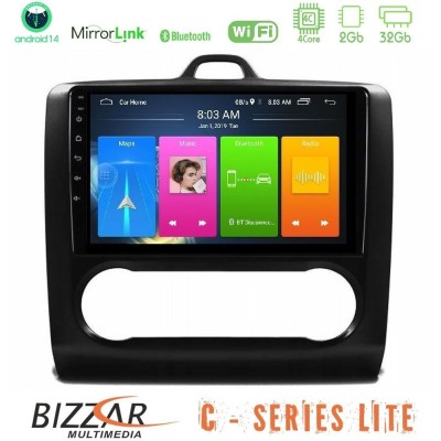 Bizzar C Series Lite 4Core Android14 2+32GB Ford Focus Auto AC Navigation Multimedia Tablet 9"
