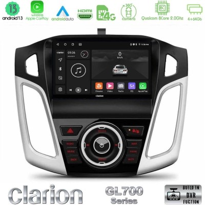 Clarion GL700 Series 8Core Android13 4+64GB Ford Focus 2012-2018 Navigation Multimedia Tablet 9" Με Carplay & Android Auto