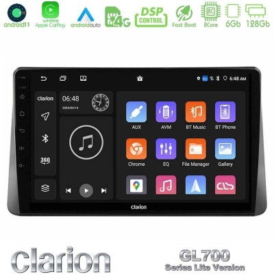 Clarion GL700 Lite Series 8Core Android11 6+128GB Ford Focus 2019- Navigation Multimedia Tablet 9" Με Carplay & Android Auto