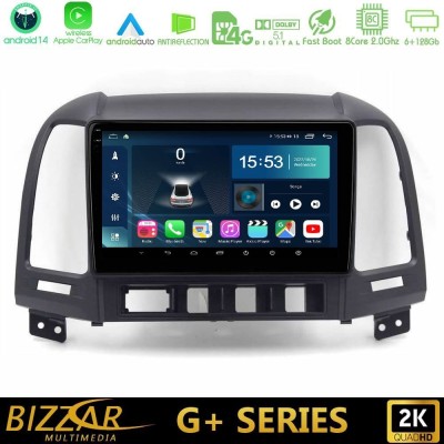 Bizzar G+ Series Hyundai Santa Fe 2006-2013 8core Android14 6+128GB Navigation Multimedia Tablet 9"