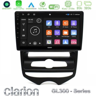 Clarion GL300 Series 4Core Android11 2+32GB Hyundai ix20 2010-2020 (MANUAL A/C) Navigation Multimedia Tablet 10" Με Carplay & An