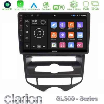 Clarion GL300 Series 4Core Android11 2+32GB Hyundai ix20 2010-2020 (AUTO A/C) Navigation Multimedia Tablet 10" Με Carplay & Andr