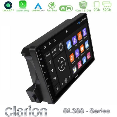 Clarion GL300 Series 4Core Android11 2+32GB Ssangyong Actyon/Kyron 2005-2014 Navigation Multimedia Tablet 9" Με Carplay & Androi