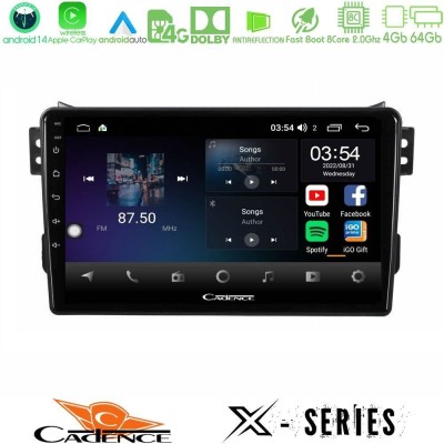 Cadence X Series Suzuki Splash & Opel Agila 2008-2014 8core Android 14 4+64GB Navigation Multimedia Tablet 9"