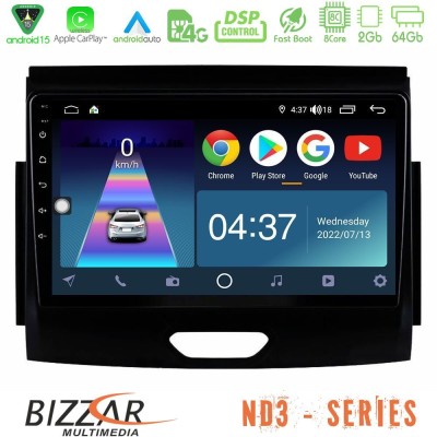 Bizzar ND3 Series 8Core Android15 2+64GB Ford Ranger 2017-2022 Navigation Multimedia Tablet 9"