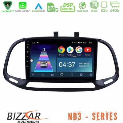 Bizzar ND3 Series 8Core Android15 2+64GB Fiat Doblo 2015-2022 Navigation Multimedia Tablet 9"
