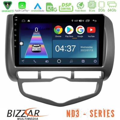 Bizzar ND3 Series 8Core Android15 2+64GB Honda Jazz 2002-2008 (Auto A/C) Navigation Multimedia Tablet 9"