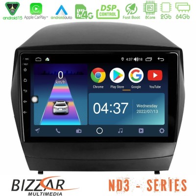 Bizzar ND3 Series 8Core Android15 2+64GB Hyundai IX35 Auto A/C Navigation Multimedia Tablet 9"
