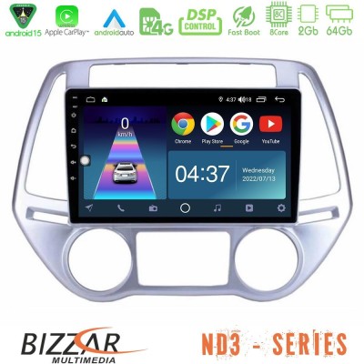 Bizzar ND3 Series 8Core Android15 2+64GB Hyundai i20 2012-2014 Navigation Multimedia Tablet 9"