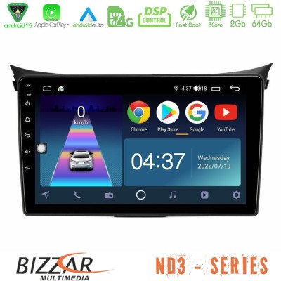 Bizzar ND3 Series 8Core Android15 2+64GB Hyundai i30 2012-2017 Navigation Multimedia Tablet 9"