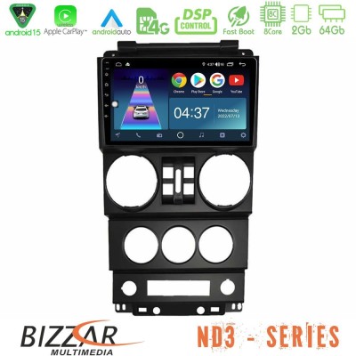 Bizzar ND3 Series 8Core Android15 2+64GB Jeep Wrangler 2008-2010 Navigation Multimedia Tablet 9"