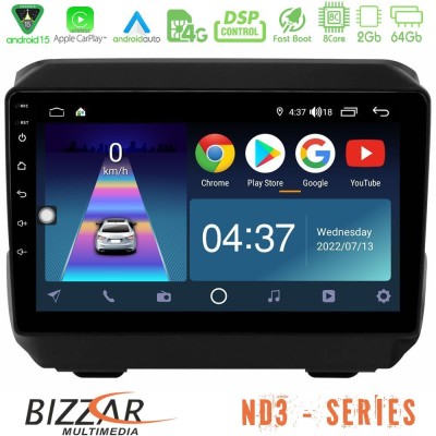 Bizzar ND3 Series 8Core Android15 2+64GB Jeep Wrangler 2018- Navigation Multimedia Tablet 9"