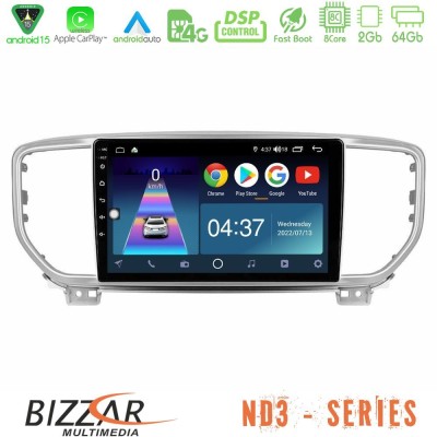 Bizzar ND3 Series 8Core Android15 2+64GB Kia Sportage 2018-2021 Navigation Multimedia Tablet 9"