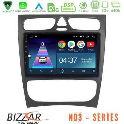 Bizzar ND3 Series 8Core Android15 2+64GB Mercedes C Class (W203) Navigation Multimedia Tablet 9"