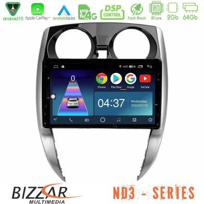 Bizzar ND3 Series 8Core Android15 2+64GB Nissan Note 2013-2018 Navigation Multimedia Tablet 10"