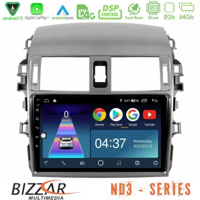 Bizzar ND3 Series 8Core Android15 2+64GB Toyota Corolla 2008-2010 Navigation Multimedia Tablet 9"