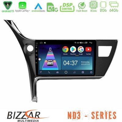 Bizzar ND3 Series 8Core Android15 2+64GB Toyota Corolla 2017-2018 Navigation Multimedia Tablet 10"