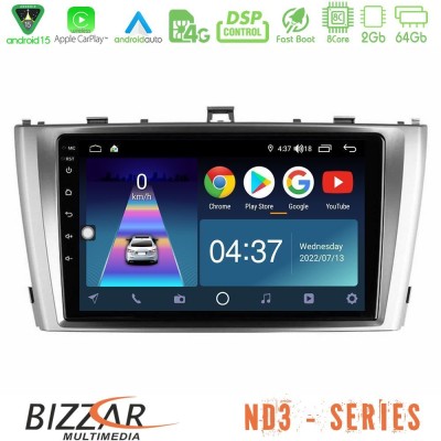 Bizzar ND3 Series 8Core Android15 2+64GB Toyota Avensis T27 Navigation Multimedia Tablet 9"