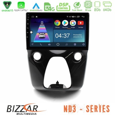 Bizzar ND3 Series 8Core Android15 2+64GB Toyota Aygo | Citroen C1 | Peugeot 108 Navigation Multimedia 10"