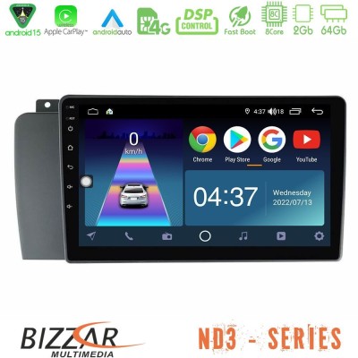Bizzar ND3 Series 8Core Android15 2+64GB Volvo S60 2004-2009 Navigation Multimedia Tablet 9"
