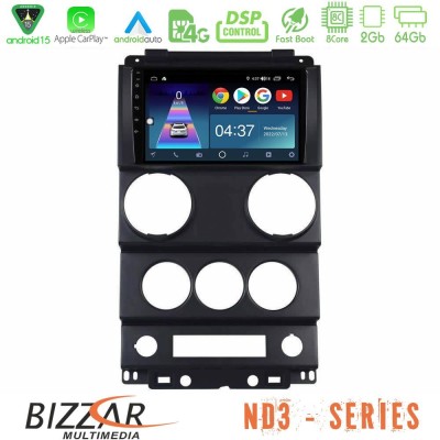 Bizzar ND3 Series 8Core Android15 2+64GB Jeep Wrangler 2Door 2008-2010 Navigation Multimedia Tablet 9"