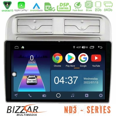 Bizzar ND3 Series 8Core Android15 2+64GB Fiat Grande Punto 2006-2011 Navigation Multimedia Tablet 9"