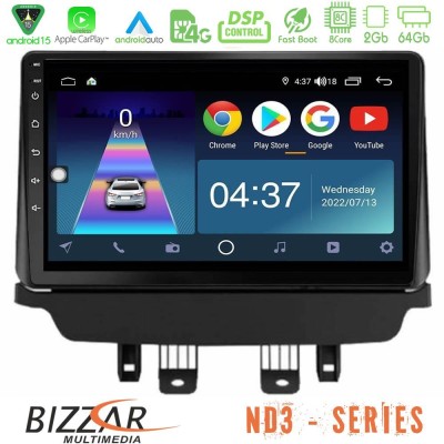 Bizzar ND3 Series 8Core Android15 2+64GB Mazda 2 2014-2021 Navigation Multimedia Tablet 9"