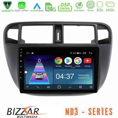 Bizzar ND3 Series 8Core Android15 2+64GB Honda Civic 1995-2001 Navigation Multimedia Tablet 9"