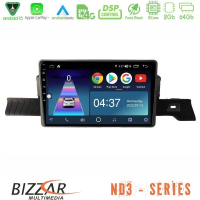 Bizzar ND3 Series 8Core Android15 2+64GB Citroen C3 You 2025- Navigation Multimedia Tablet 9"