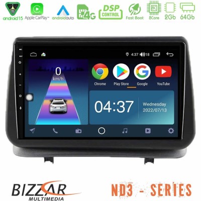 Bizzar ND3 Series 8Core Android15 2+64GB Renault Clio 2005-2012 Navigation Multimedia Tablet 9"