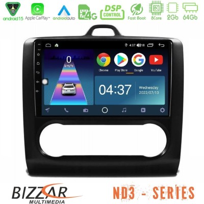 Bizzar ND3 Series 8Core Android15 2+64GB Ford Focus Auto AC Navigation Multimedia Tablet 9" (Μαύρο Χρώμα)