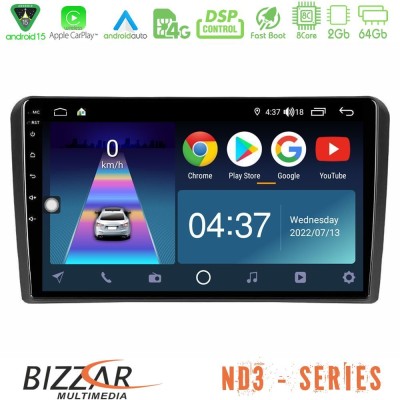 Bizzar ND3 Series 8Core Android15 2+64GB Mitsubishi Outlander 2002 – 2007 Navigation Multimedia Tablet 10"