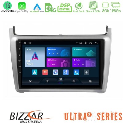 Bizzar G+ Series Vw Polo 2014-2017 8core Android14 6+128GB Navigation Multimedia Tablet 9" (Silver)