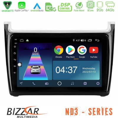Bizzar ND3 Series 8Core Android15 2+64GB Vw Polo Navigation Multimedia Tablet 9"