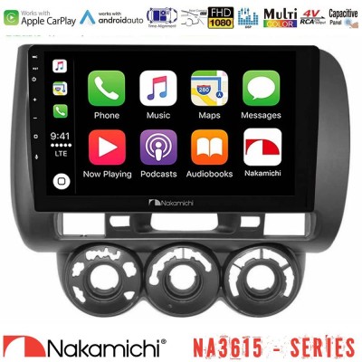 Nakamichi NA3615 Series Με Wireless Carplay & Android Auto Honda Jazz (Fit) 2002-2008 Manual A/C RHD Media Station Tablet 9" Με 