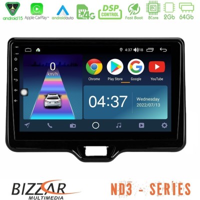 Bizzar ND3 Series 8Core Android15 2+64GB Toyota Yaris Cross RHD 2020- (Low Version) Navigation Multimedia Tablet 9"