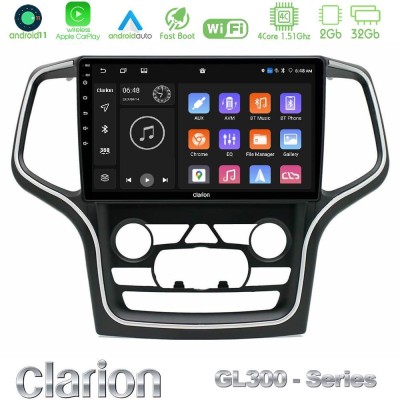Clarion GL300 Series 4Core Android11 2+32GB Jeep Grand Cherokee 2014-2020 Navigation Multimedia Tablet 10" Με Carplay & Android 