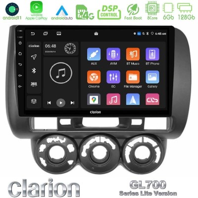 Clarion GL700 Lite Series 8Core Android11 6+128GB Honda Jazz (Fit) 2002-2008 (RHD) Manual A/C Navigation Multimedia Tablet 9" Με
