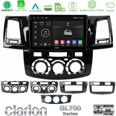 Clarion GL700 Series 8Core Android13 4+64GB Toyota Hilux 2007-2016 Navigation Multimedia Tablet 9" Με Carplay & Android Auto