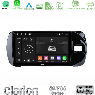 Clarion GL700 Series 8Core Android13 4+64GB Toyota Yaris (Vitz) 2015-2020 RHD Navigation Multimedia Tablet 9" Με Carplay & Andro