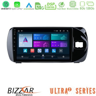 Bizzar Ultra Series Toyota Yaris (Vitz) 2015-2020 RHD 8core Android13 8+128GB Navigation Multimedia Tablet 9"