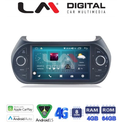LM Digital - LM Q8195 GPS Οθόνη OEM Multimedia Αυτοκινήτου για Fiat Fiorino, Citroen Piper (CarPlay/AndroidAuto/BT/GPS/WIFI/GPRS