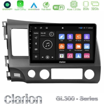 Clarion GL300 Series 4Core Android11 2+32GB Honda Civic 2006-2011 Navigation Multimedia Tablet 10" Με Carplay & Android Auto