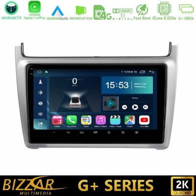 Bizzar G+ Series Vw Polo 2014-2017 8core Android14 6+128GB Navigation Multimedia Tablet 9" (Silver)