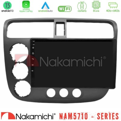 Nakamichi NAM5710 Series 8Core Android13 4+64GB Honda Civic 2001-2005 Navigation Multimedia Tablet 9"