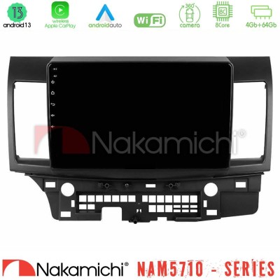 Nakamichi NAM5710 Series 8Core Android13 4+64GB Mitsubishi Lancer 2008 – 2015 Navigation Multimedia Tablet 10"