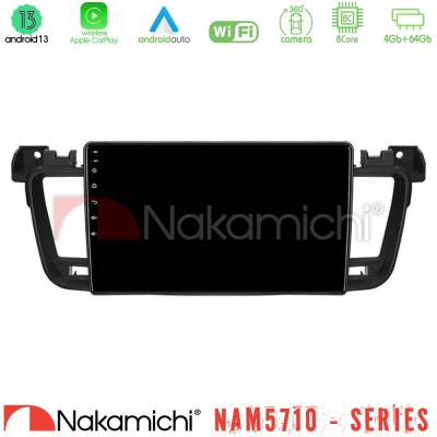 Nakamichi NAM5710 Series 8Core Android13 4+64GB Peugeot 508 2010-2018 Navigation Multimedia Tablet 9"