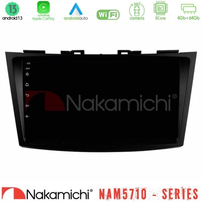 Nakamichi NAM5710 Series 8Core Android13 4+64GB Suzuki Swift 2011-2016 Navigation Multimedia Tablet 9"