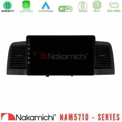 Nakamichi NAM5710 Series 8Core Android13 4+64GB Toyota Corolla 2002-2006 Navigation Multimedia Tablet 9" (Black)